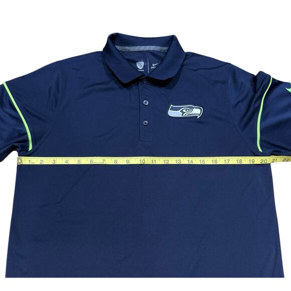 Nike Dri-Fit Seattle Seahawks Polo Shirt Men's M Medium Navy Blue Short Sleeve - Picture 4 of 15